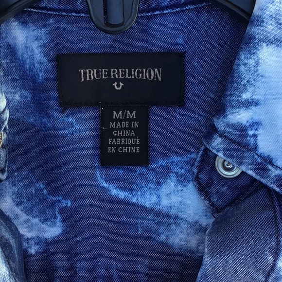 True Religion Georgia Indigo Blue White Tie Dye Mini Dress - Picture 5 of 11